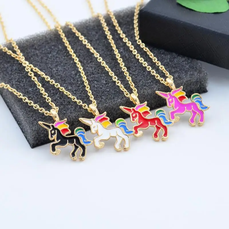 

HORSE Necklace For Girls Children Kids Enamel Cartoon Horse jewelry accessories Women Animal Necklace Pendant