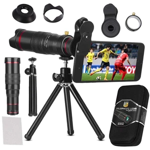 Universal Cell Phone Camera Lens 22X Optical Manual Focus Telephoto Clip Lens Kit with Mini Flexible Tripod