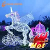 unicorn carriage led 3d motif light flying horse carriage led sculpture for wedding outdoor decoration