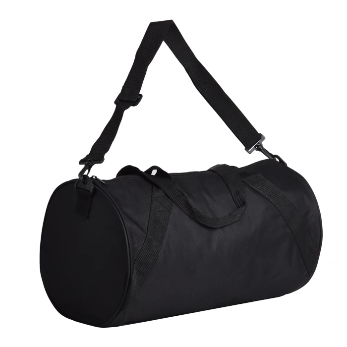 Black Zipper Barrel Large Capacity Waterproof Men Boys Polyester Sport Duffle Bag