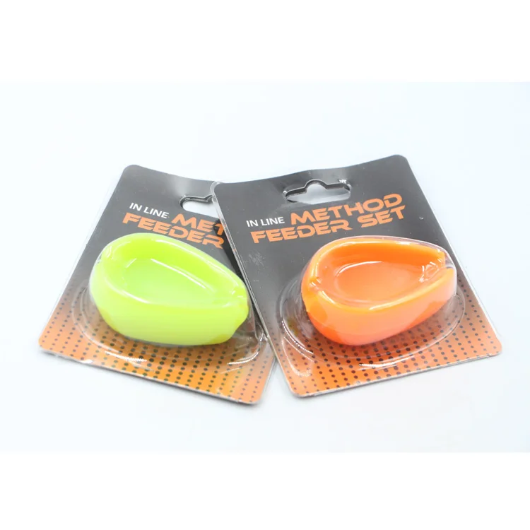 

Factory wholesale stocks TPE soft carp fishing inline flat method feeder mould, 65*42*27mm Fluorescent orange, chartreuse