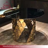 round glass top gold stainless steel base scale wedding table
