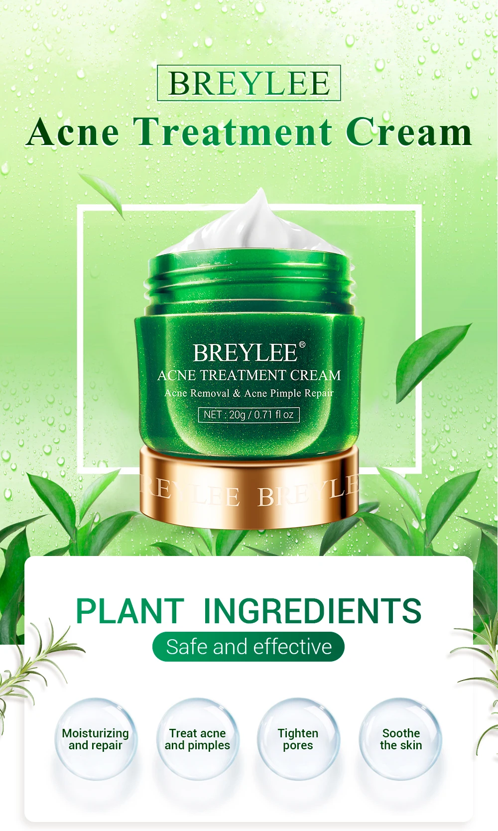 Breylee Tea Tree Face Anti Acne And Black Spot Removal Epiderm Cream