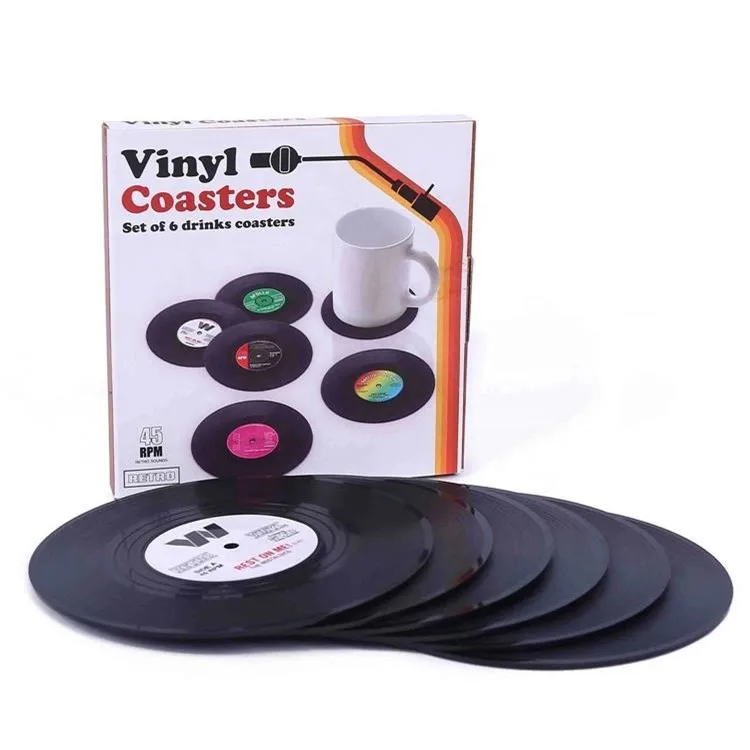 

Factory Direct Sales Creative Design Non-slip Insulation Coaster Vinyl Record Coaster, As picture