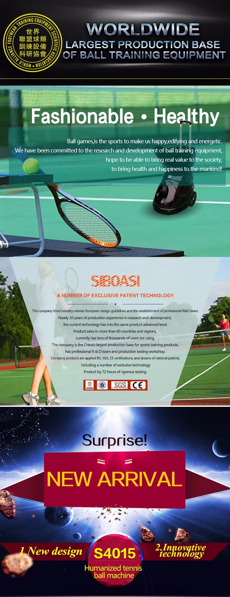 New intelligent S4015 with remote control tennis balls training machine for sale