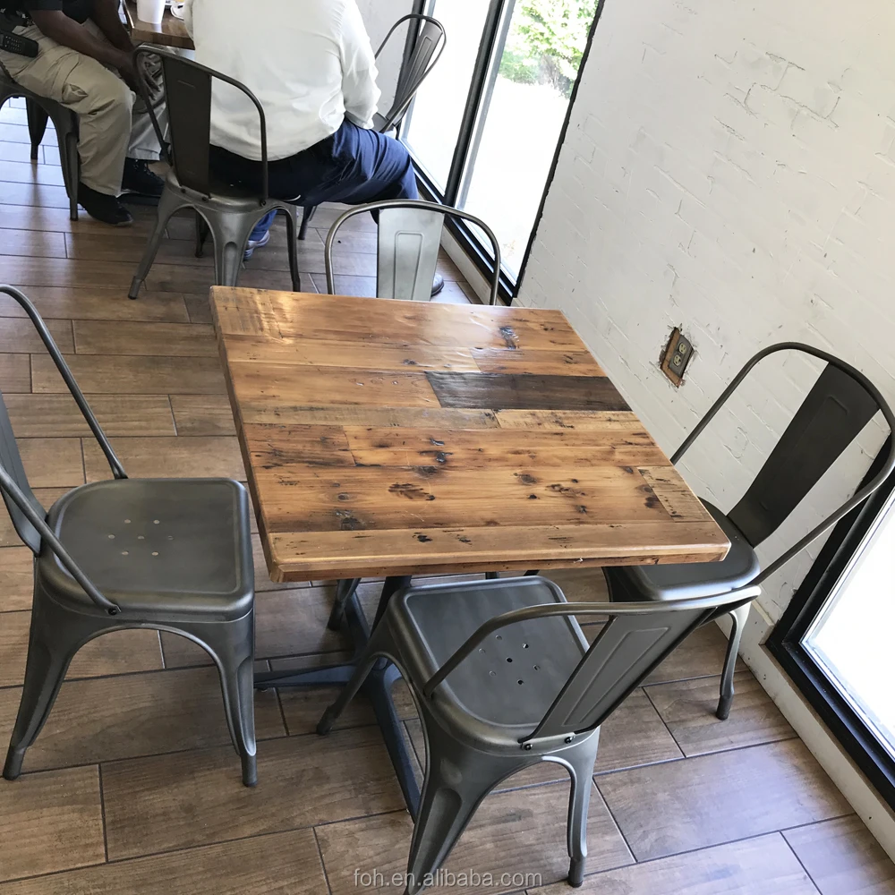 Commercial Antique Rustic Restaurant Tables Rectangular 4 Person