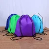 Customized Logo light blue waterproof foldable drawstring 210d polyester backpack swimming bags