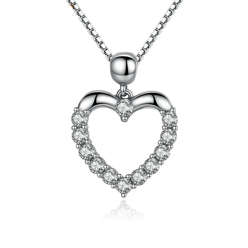 

Modalen Wholesale Jewelry Zircon Heart Sterling Silver 925 Chain Pendant Necklace, Picture