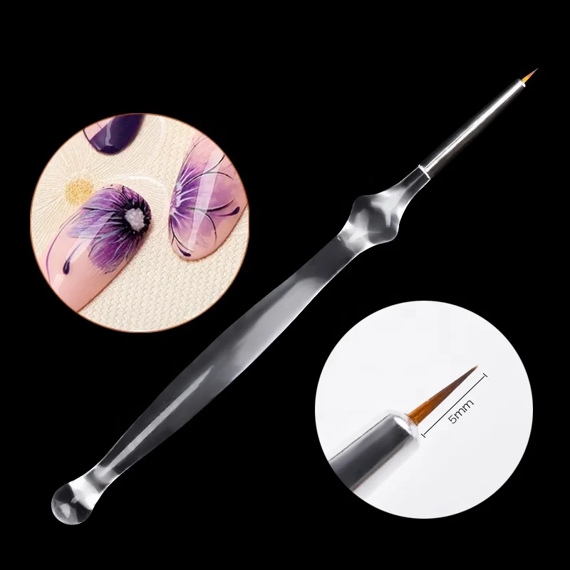 

Misscheering 1pcs Crystal Nail Art Brush DIY Design Nail Painting Drawing Carved Pen Gel UV Nail Sculpture Brush Liner Pen, Clear/crystal