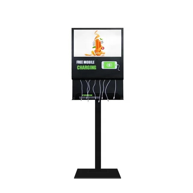 

oem lcd advertising player 21.5" floor standing Android wifi mobile phone charging station network advertising screen