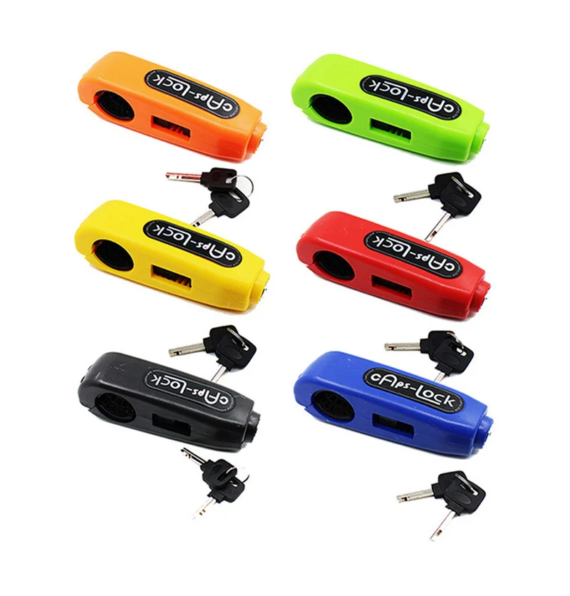 
Motorcycle brake lever disc lock set orange,green,yellow,red,black and blue. 