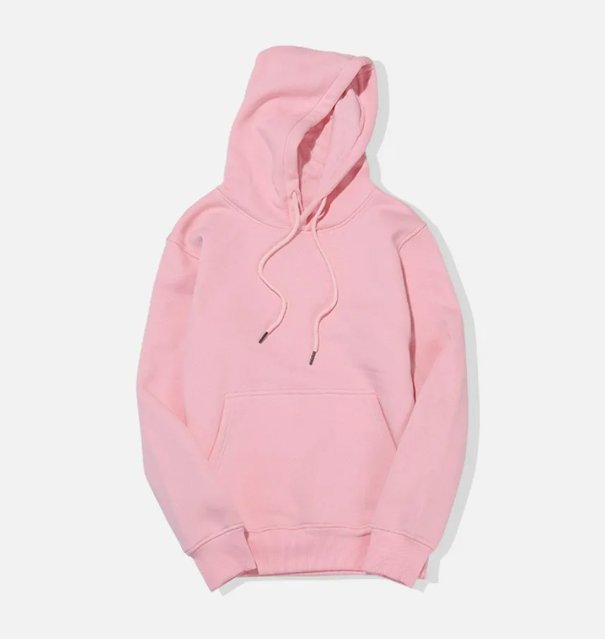 

Wholesale Casual Long Sleeve Add Velvet Soild color Sweatshirt Hoodies With Pocket