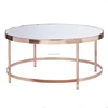 Wholesale copper plating finish round glass top coffee Table for sofa side living room