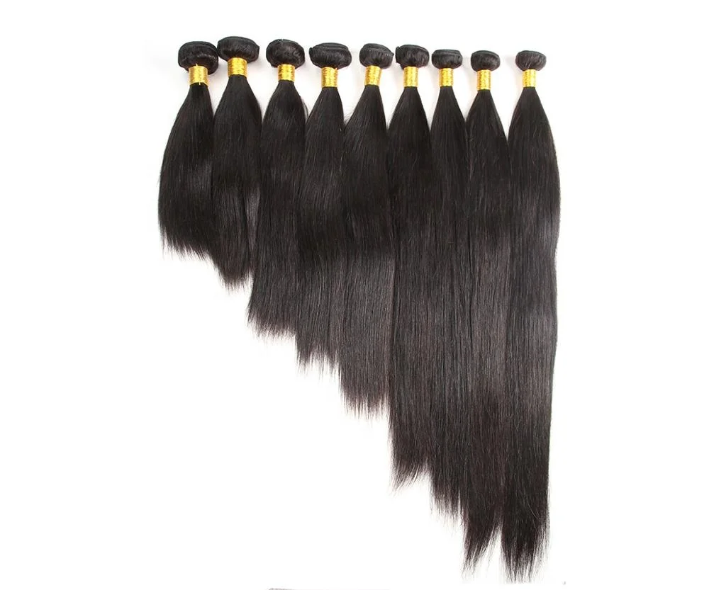 

Huashuo Free Shipping Human Hair Bundles, Peruvian 18Inch Temple 10"-12 -40" Silky Straight Brazilian Hair, 1b natural black, can do all the color
