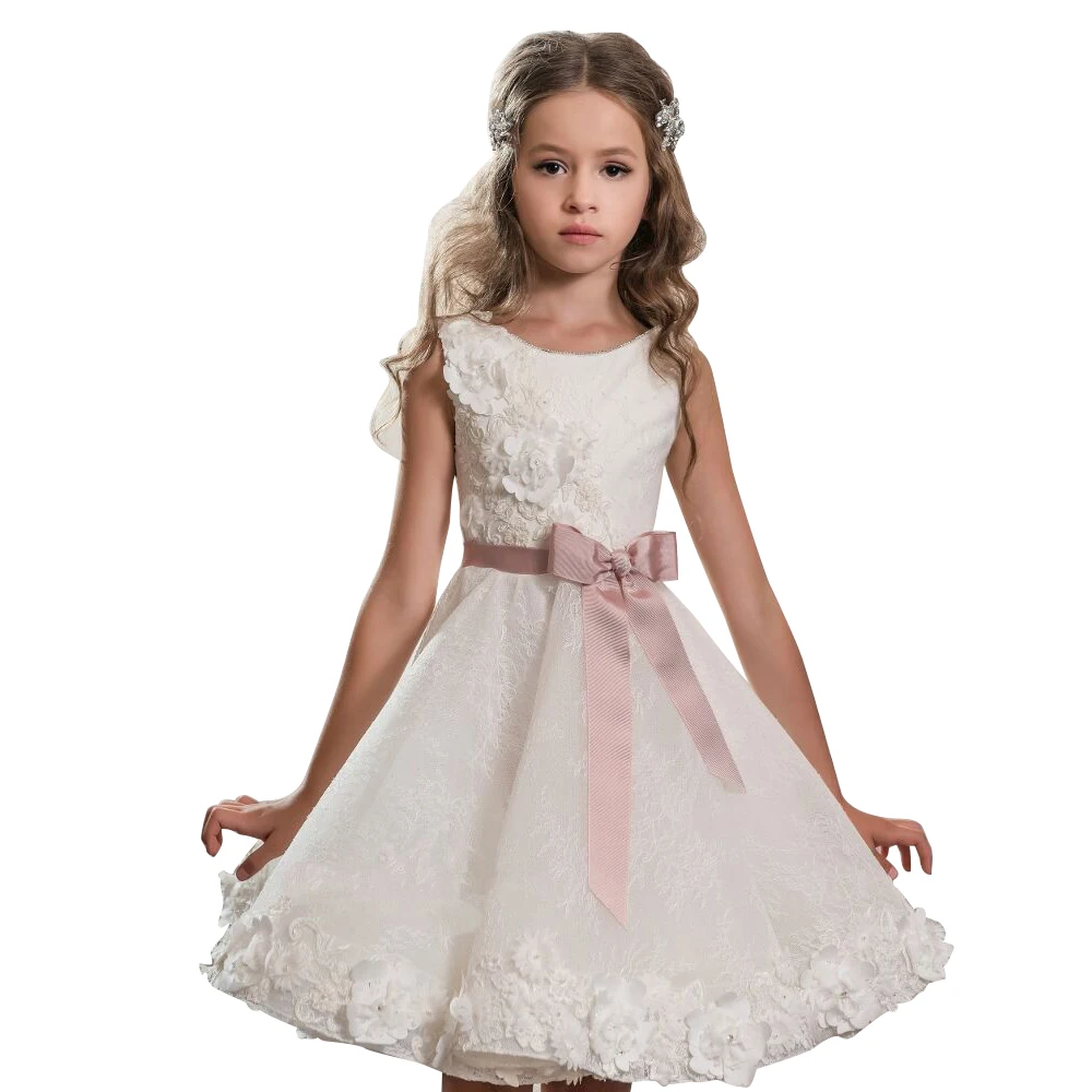 

fancy little girls dress knee length kids party wear dress for girls boutique clothing, Picture color;white