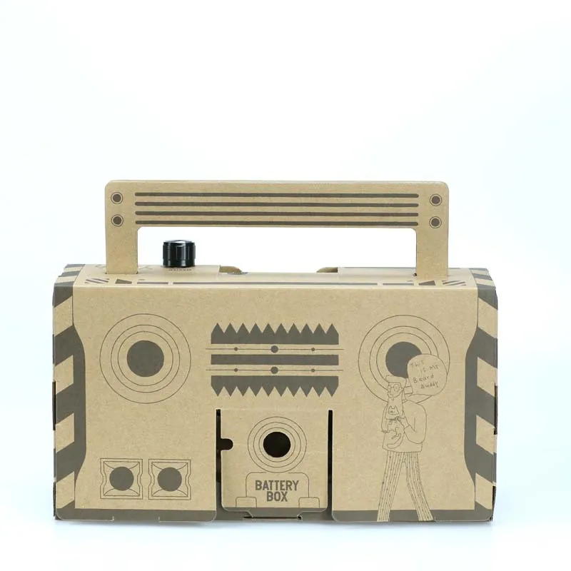 Creative Promotional Gifts Retro Foldable Player, Radio Shaped Amplifier 3.5mm DIY Paper Cardboard Speaker Custom Pattern