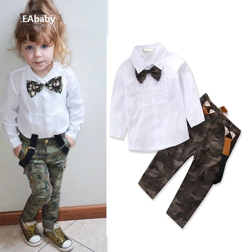 

Children Garment camouflage Pattern Suit CHildren Pure Cotton Shirt Straps 2Pieces Kids, Picture