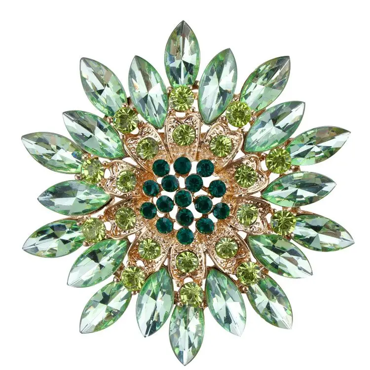 

Hot Sell Big Flower Bouquet Green Rhinestone Women Wedding Party Jewelry Brooch Pin, Green pink lake blue black pink clear purple champagne