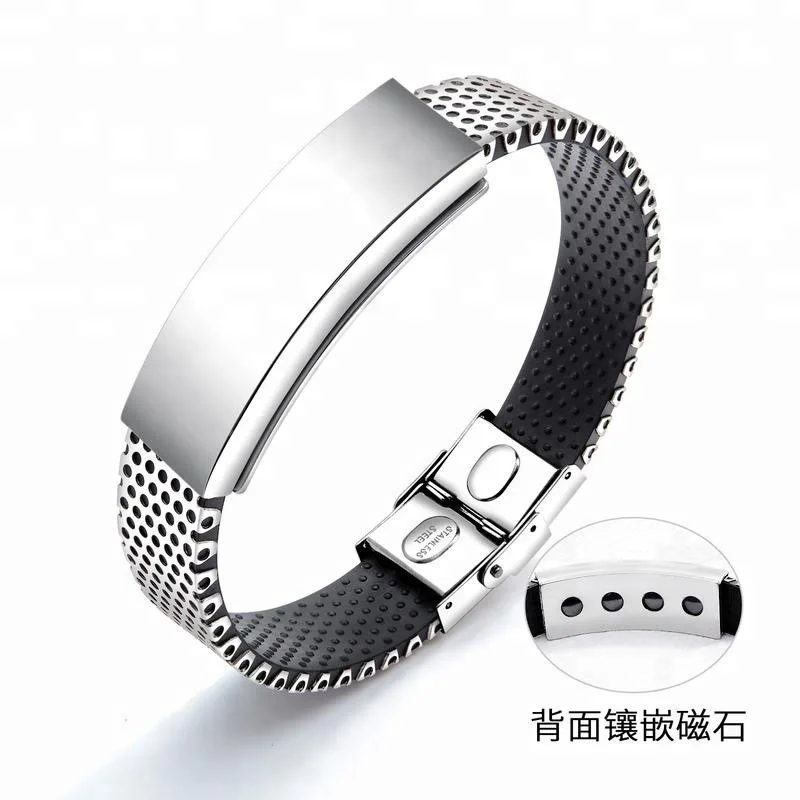 

Magnet Bracelet 316L Stainless Steel Jewelry Men Steel Watch Bracelet, Silver
