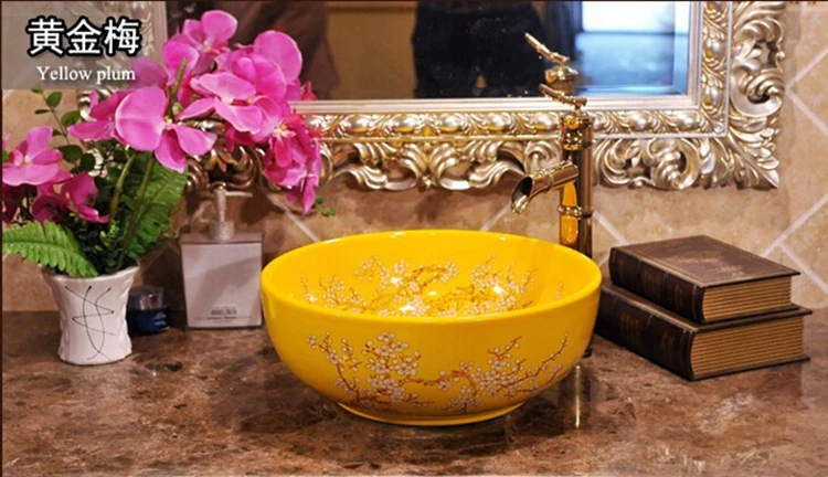 Oriental Hand Bemalt Keramik Porzellan Rot Waschbecken Schüssel Für