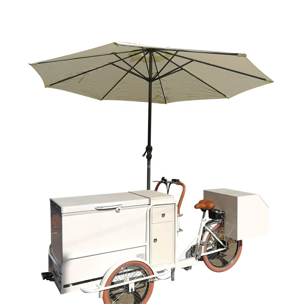 3 Wheel Electric Motorized Solar Ice Cream Bike With Battery Freezer