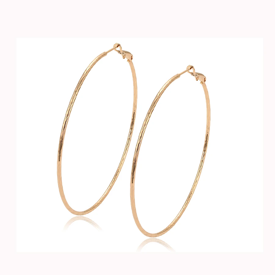 

98073 xuping jewelry big hoop earrings stylish simple style 18k gold plated lady earrings