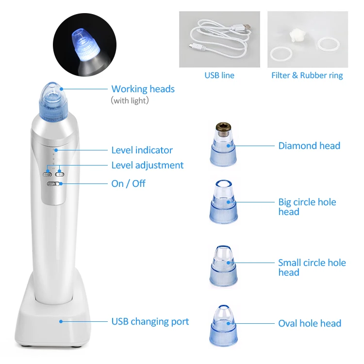 Best home use portable vacuum suction blackhead Remover Tool Set pore cleaner For Acne