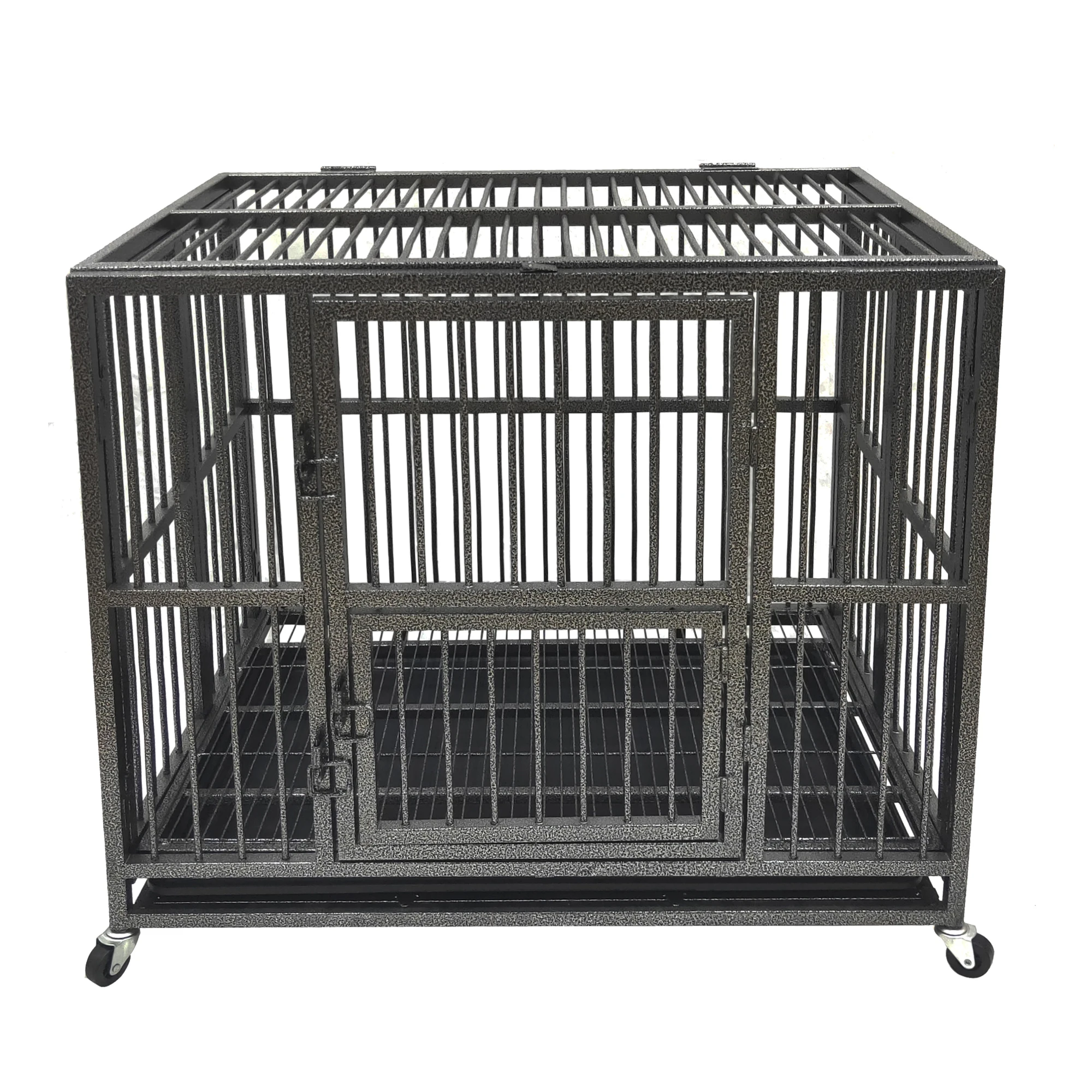 

37" Metal Large Strong Heavy Duty Rolling Wholesale Pet Kennel Dog Cages Crates With Removable Tray for Indoor Outdoor