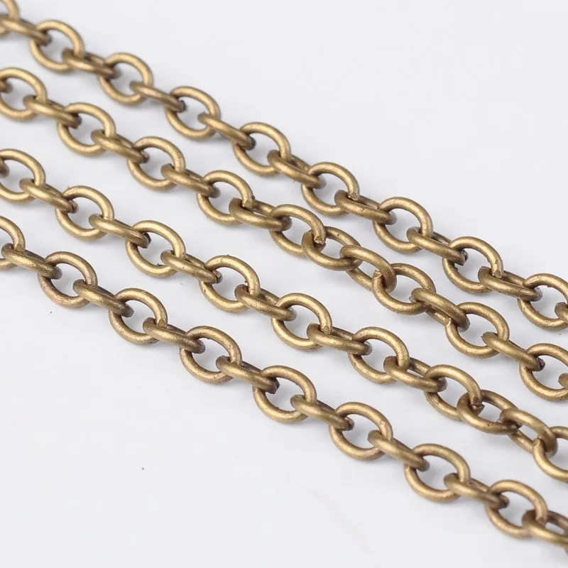 

PandaHall Iron Cable Chains Antique Bronze Necklace Chain with Spool Link 3x4mm 0.7mm thick 100m/roll