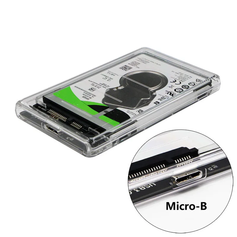 

2.5 USB 3.0 SATA Hd Box HDD Hard Disk Drive External HDD Enclosure Transparent Case Tool Free 5 Gbps Support 2TB UASP Protocol