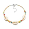 Personality ethnic bohemian mixed color rice beads natural shell ankle bracelet women jewelry