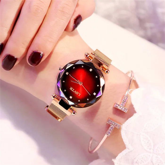 

Fashion magnet iron strap women watch alloy Wrist Watch, Red;blue;black;purple;coffee;green