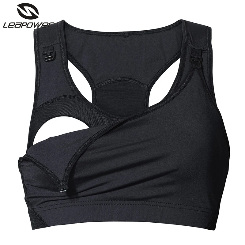 

Custom black cotton front open maternity nursing bra sports bra