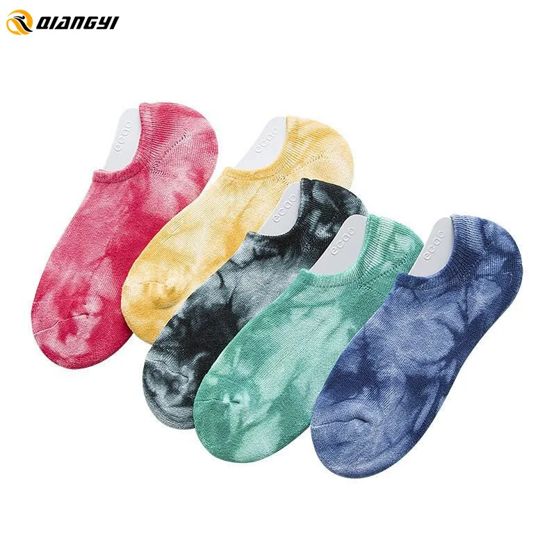 

Custom Colorful Short Cotton Low Cut Women No Show Tie Dye Socks, Customized