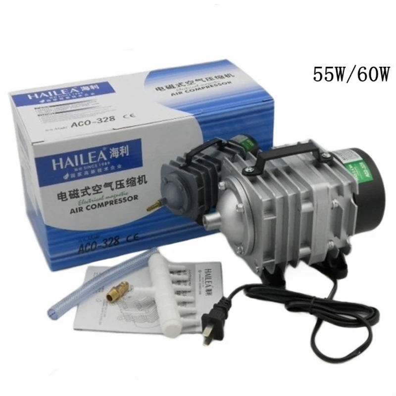 

82 LPM HAILEA ACO-328 Electrical Magnetic Aquarium Air Compressor Pump with 6 Way Air Splitter Fish Tank Hydroponics Air Aerator