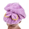 Hot selling Microfiber Solid Quickly Dry Hair Hat Womens Girls Ladies Cap / Bathing Tool Drying Towel Head Wrap Hat
