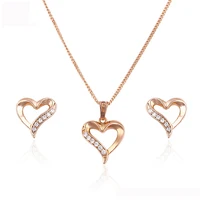 

63573 Xuping heart shaped fashion jewellery, 2 piece rose gold plated beautiful jewelry set for women