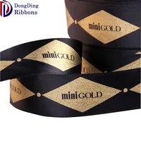 

Custom Ribbon print logo 1-1/2" 4 inch black printed satin ribbon grosgrain ribbon