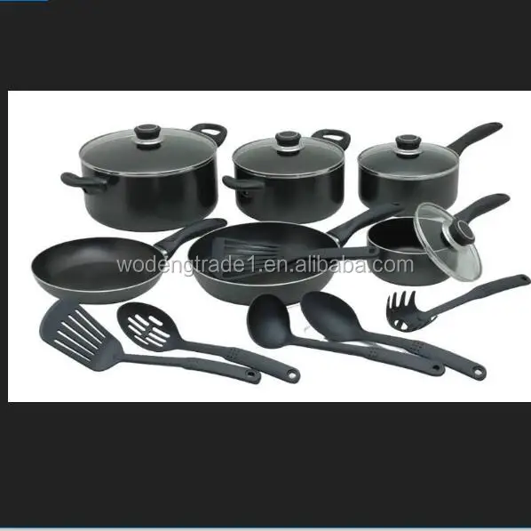 

16pcs Aluminium frying pan home cooking set nonstick coating pan kitchen utensils cookware sets WD-450