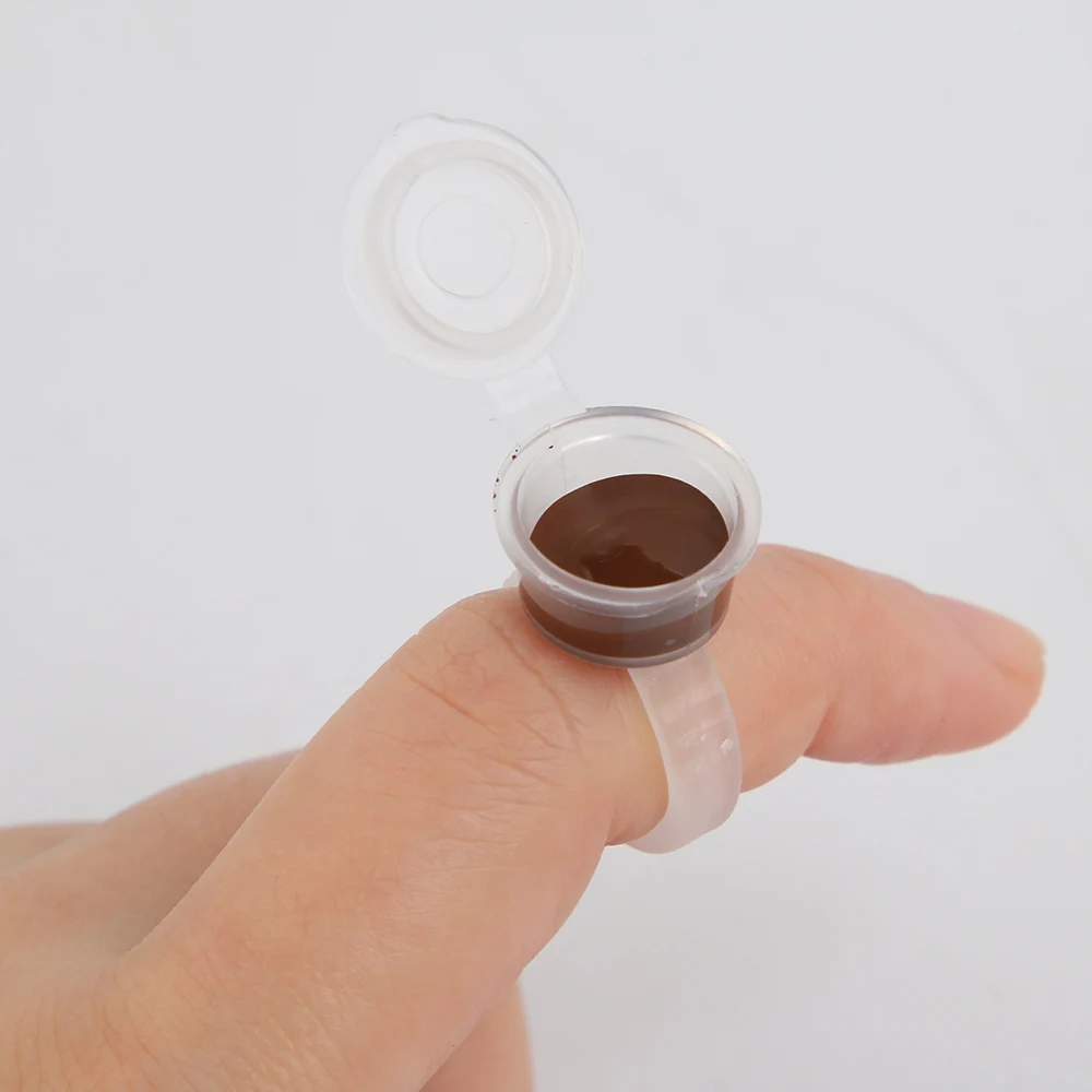 

Lushcolor Wholesale Tattoo Pigment Finger Cup Permanent Makeup Plastic Ink Ring Cup With Cap