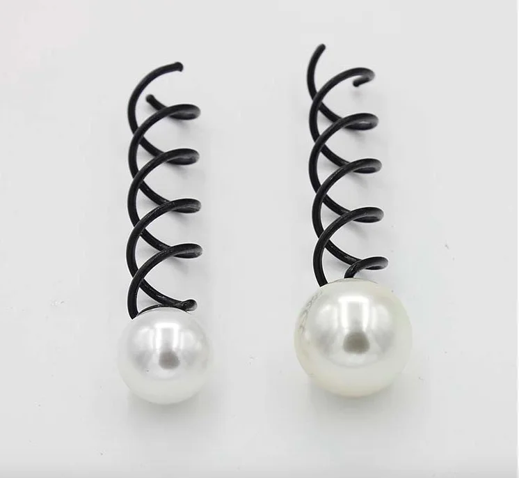 Black Spiral Spin Swirl Screw Hair Pins With Pearl Buy Swirl Hair Pin 