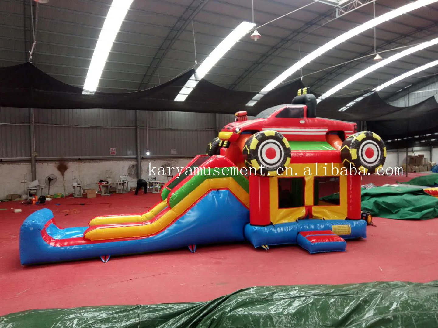 Most Popular Super Monster Truck Inflatable Juming Castle Bounce Slide
