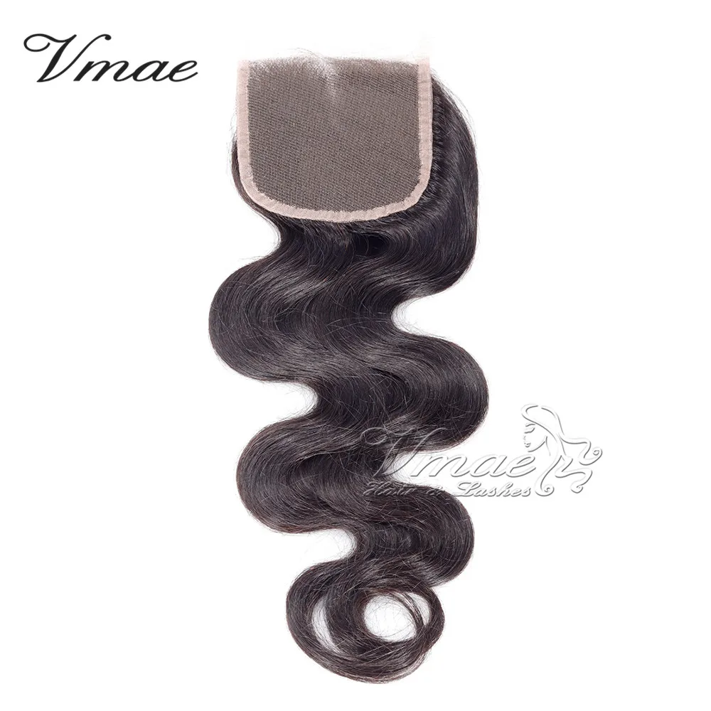 

VMAE 9A Wholesale Soft No Shedding Tangle Cuticle Aligned Virgin Raw Indian Natural Black Body Wave 4x4 Lace Closure