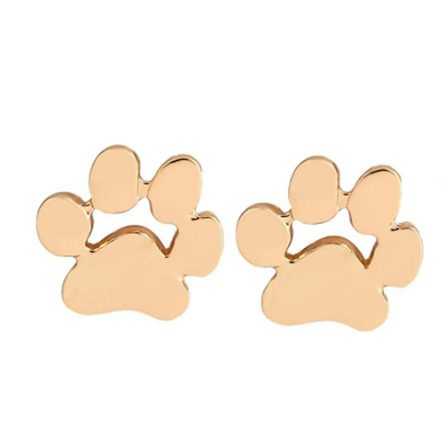 Gemstar Jewellery 14k Rose Gold Plated Round Garnet Dog Paw Stud Earrings In 925 Sterling Silver