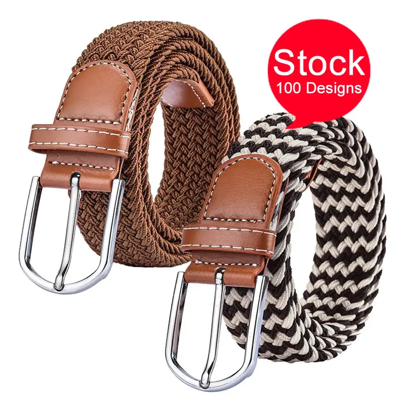 

Wholesale Stretch Belt Solid Black Buckle Leather Loop Men Women Junior Fashion Elastic Belts for Men