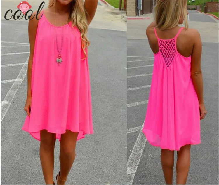 

Cheap china wholesale clothing t shirt dress women cotton fat women dresses summer, Orange green pink