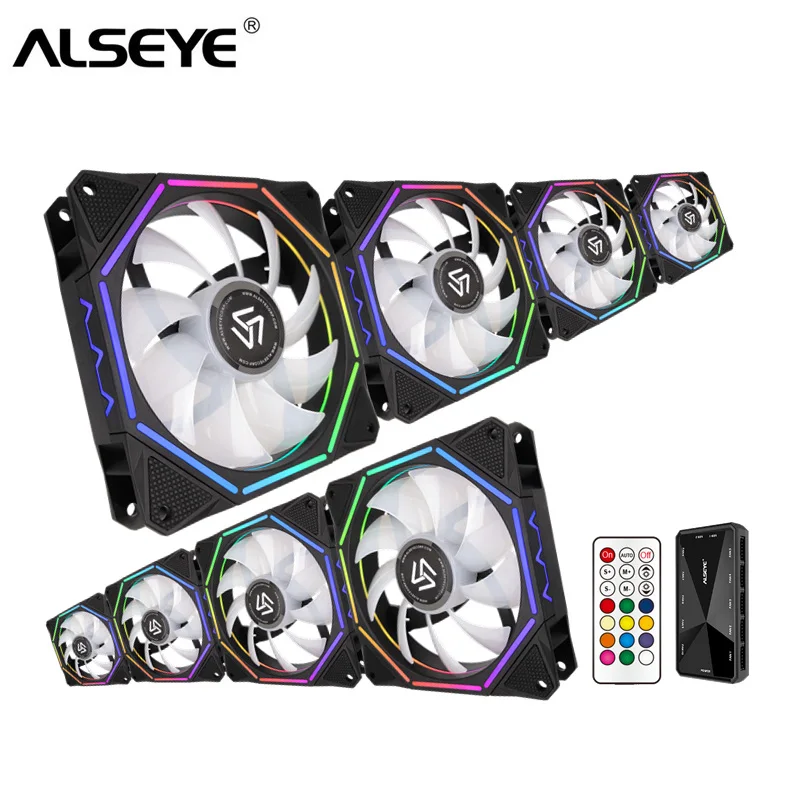 

ALSEYE 120mm Fan RGB PC Fan Cooler for Computer RF Remote Control Fan Speed Control