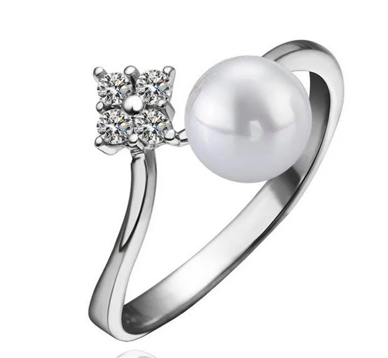 

New Fashion Unique Styling Individuality Silver Big Pearl Cuff ring Designs for Women