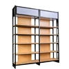 Retail store HDF wood shelving supermarket display metal shelf and grocery wooden gondolas