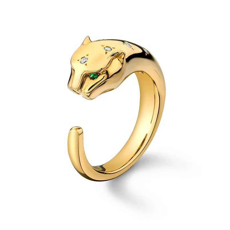 

Dainty fashion jaguar jewelry 925 silver diamond panther ring women